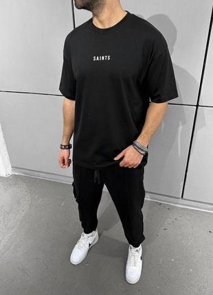 Молодіжні чоловічі футболки / чорна оверсайз футболка