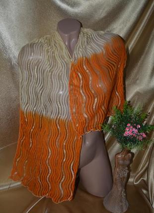 Яскравий двох - кольоровий легкий шарф з люрексом3 фото