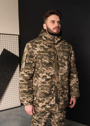 Теплая куртка-бушлат на синтепоне военная тактическая всу (зсу) пиксель 8726