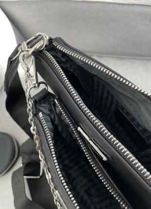 Сумка в стилі prada re-nylon pochette black жіноча5 фото