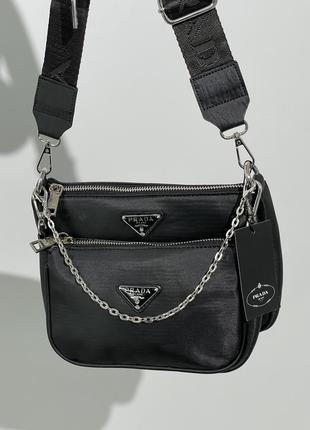 Сумка в стилі prada re-nylon pochette black жіноча8 фото