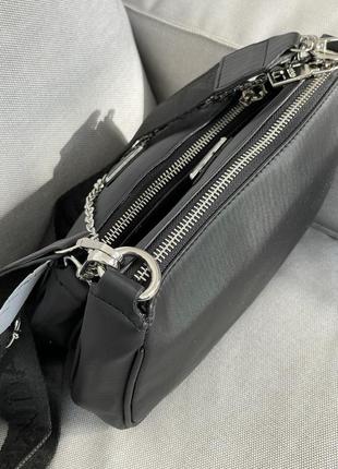 Сумка в стилі prada re-nylon pochette black жіноча3 фото