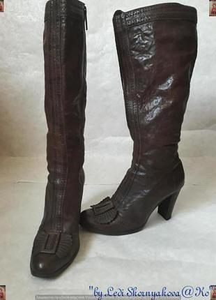 Шкіряні чоботи демі (осінь-весна) у коричневому кольорі з бантом спереду, розмір 39