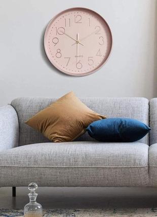 12-дюймовые тихие розовые настенные часы декоративные нетикающие беспроводные настенные часы для гостиной, офи4 фото