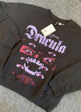 H&m свитшот худи кофта толстовка с принтом dractula