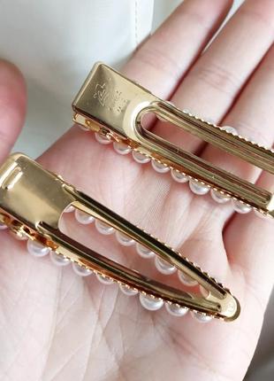 Заколка с жемчугом крабик