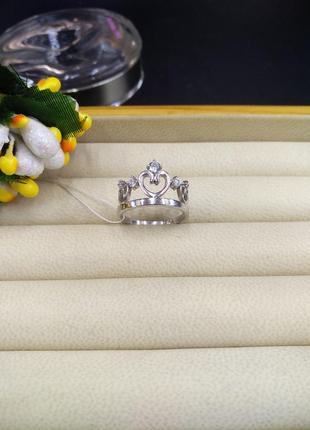 Серебряное массивное кольцо корона тиара диадема с фианитом 925 размер 16 скидка