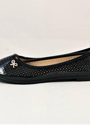 Жіночі балетки чорні мокасини туфлі лаков