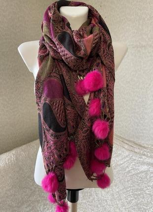 Розовый кашемировый шарф, палантин из кашемира, кашемировый шарф