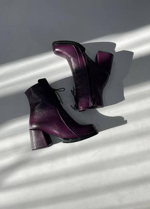 Ботильоны ботинки на каблуке фиолетовые с кожи флотар6 фото