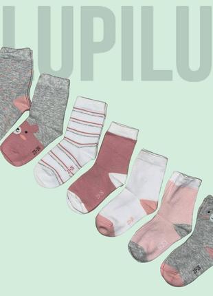 Шкарпетки дівчинці 7 пар lupilu розмір 23-26 на 2-4 роки.ціна за паковання.
