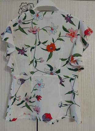 Праздничная яркая блуза на пуговицах с рюшами (лен)3 фото