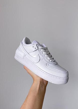 Женские кожаные кроссовки nike air force shadow white#найк