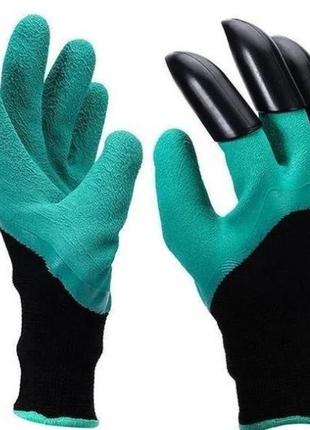 Гумові рукавички з кігтями для саду та городу garden genie gloves