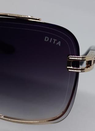 Dita стильные мужские солнцезащитные очки фиолетово серый градиент в золотом металле9 фото