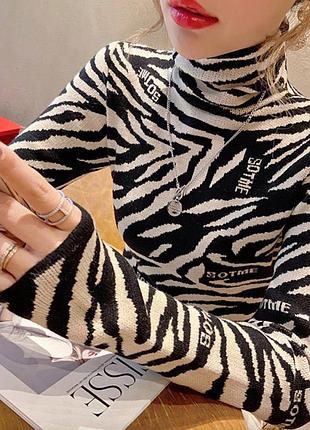 Максимально стильный свитер, р.уни 42-44, вязка, черный в принт