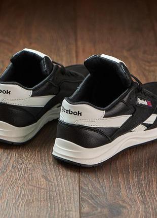 Мужские кожаные кроссовки с логотипом reebok, чоловічі шкіряні кросівки7 фото