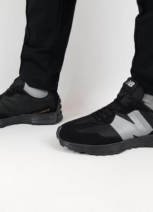 Мужские кроссовки летние черные new balance 327 black. обувь летняя мужская черная нью баланс 3271 фото