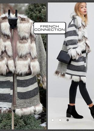 French connection 22 года роскошное шерстяное пальто печворк1 фото