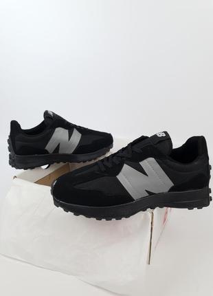 Мужские кроссовки летние черные new balance 327 black. обувь летняя мужская черная нью баланс 3273 фото