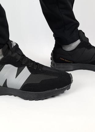 Мужские кроссовки летние черные new balance 327 black. обувь летняя мужская черная нью баланс 3278 фото