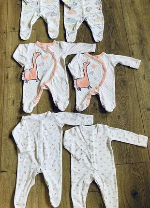 Великолепные нежные хлопковые человечки слипы для самых маленьких принцесс nutmeg (англия)