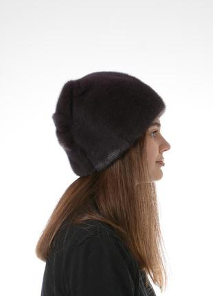 Женская зимняя норковая шапка кубанка3 фото