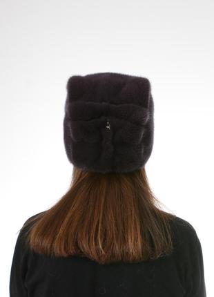 Женская зимняя норковая шапка кубанка4 фото