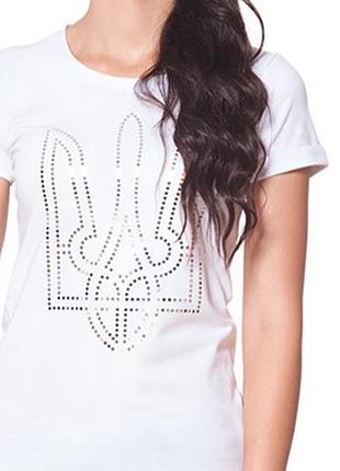 Жіноча біла футболка герб україни s m l xl