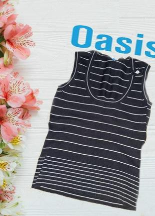 🌹🌹oasis гарна жіноча трикотажна майка чорна в смужку 8/34 на 46🌹🌹