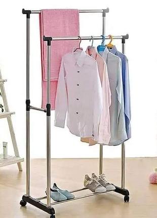 Телескопічна стійка, вішалка для одягу і взуття double pole casual hanger 339 lr1 фото