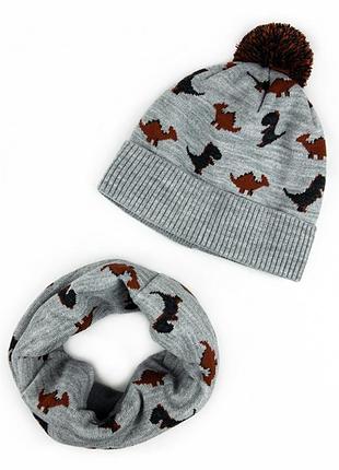 Шапка і хомут на хлопчика з дінозаврами