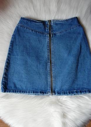 Юбка джинсова, висока талія, трапеція, asos, розмір xs4 фото