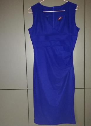 Ганна синя сукня з драпуванням розмір м7 фото