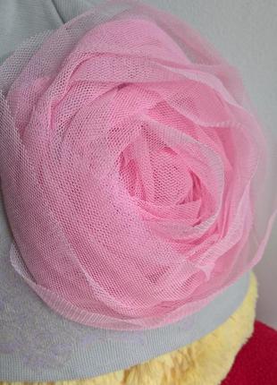 Весенняя шапочка с розовым бантом ог52 украина3 фото