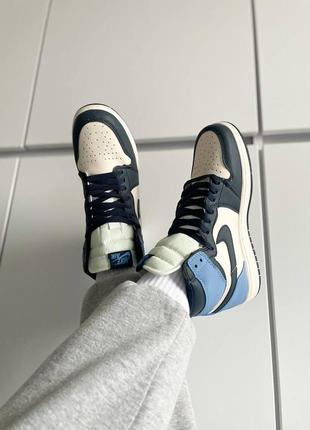 Мужские высокие кожаные кроссовки nike air jordan1 retro high og university blue#найк3 фото