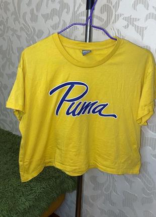 Топ футболка овузайз puma в патриотических цветах 🇺🇦