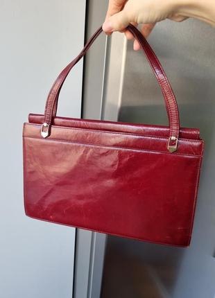 Вінтажна сумка, сумка bally, шкіряна сумочка вінтаж, vintage bag, червона сумка, ексклюзивна сумочка, сумка з гаманцем7 фото