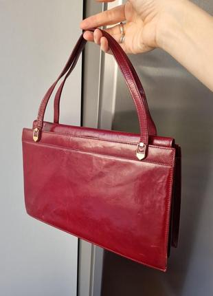 Вінтажна сумка, сумка bally, шкіряна сумочка вінтаж, vintage bag, червона сумка, ексклюзивна сумочка, сумка з гаманцем1 фото