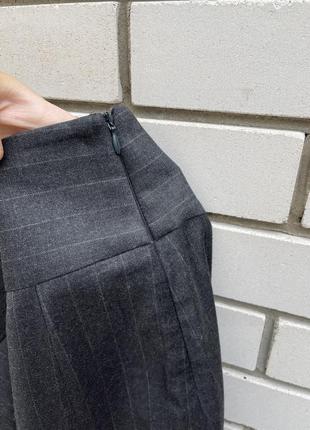 Шерстяная винтажная серая полосатая офисная классическая юбка-карандаш миди emporio armani9 фото