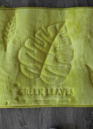 Банний килимок антиковзаючий бавовняний салатовий з колекції hoja verde