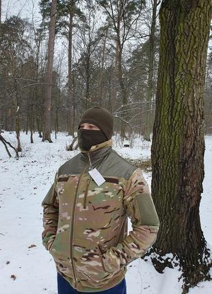 Флісові кофти чоловічі мультикам із водовідштовхувальними накладками. фліска армійська з плащівкою