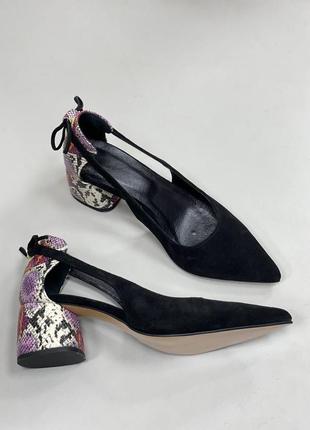 Женские туфли из натуральной замши комбинированы с эксклюзивной рептилией2 фото