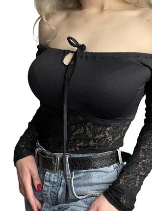 Кофтинка готика з мереживними вставками на зав’язках