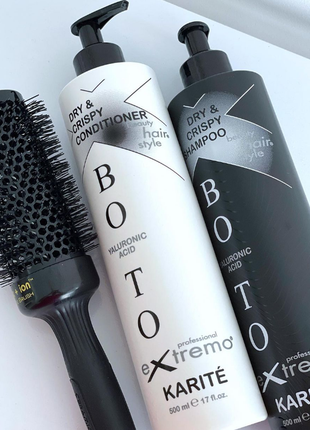 Набор extremo botox dry&crispy karite: шампунь и кондиционер для сухих и кудрявых волос 2х500 мл1 фото