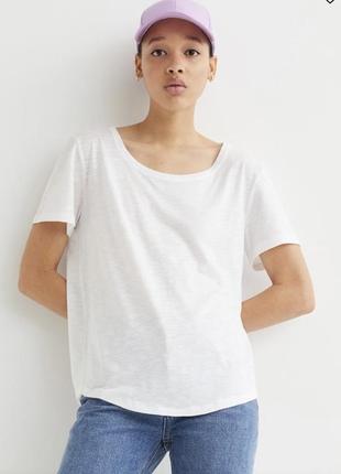 H&amp;m в наличии новая базовая женская футболка на коротком рукаве бежевая натуральная светлая размер - xs оригинал h&amp;m в наличии4 фото