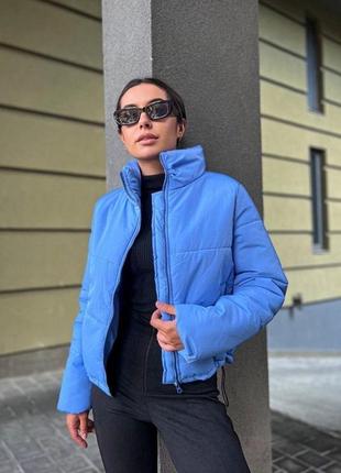 Куртка стьобана вкорочена чорна бежева блакитна рожева