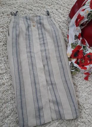 Стильная длинная льняная юбка с карманами, comma,  p. 367 фото