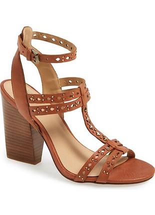 Босоножки кожаные широкий каблук коричневые joes jeans из сша р. 38, 5