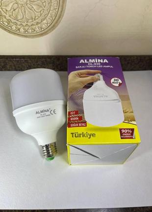 Аварийная светодиодная лампочка almina 30w лампа с аккумулятором 30 вт dl-030 под...